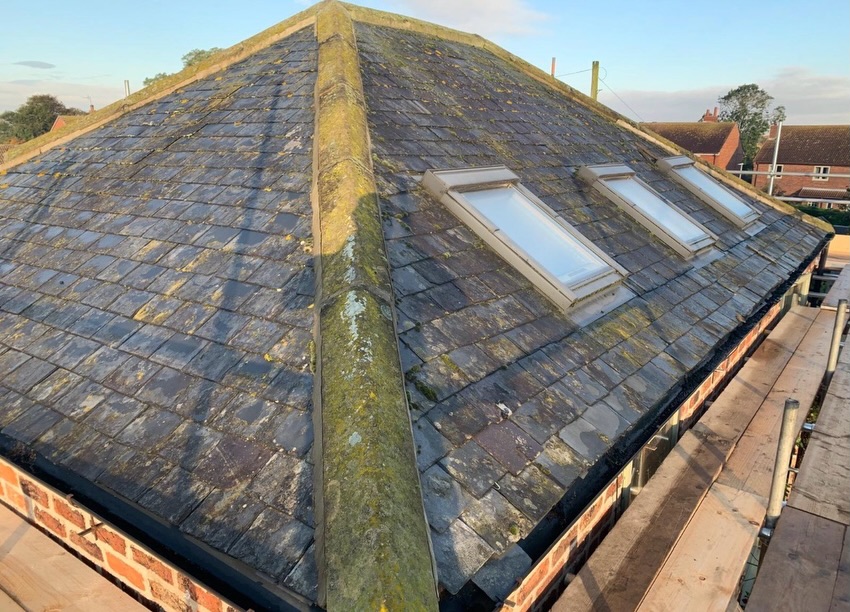 Slate roof with Velux flashing